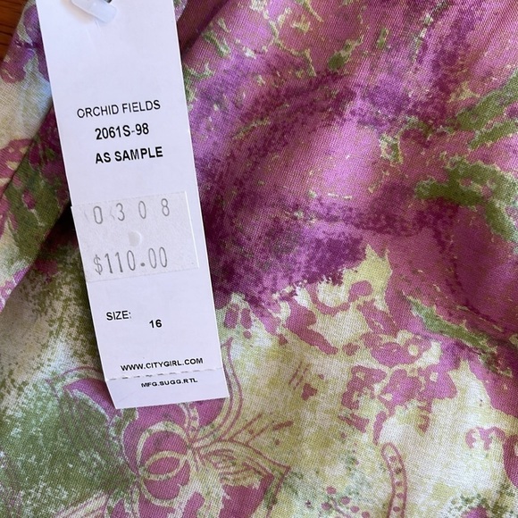 City Girl by Nancy Bolen 2-Piece Set Floral Ruffle Jacket Skirt Suit Sz 16 - Picture 14 of 16